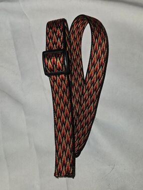 Vintage Bison Designs Woven 40" Adj Belt Red Black Tan Southwestern Geometric